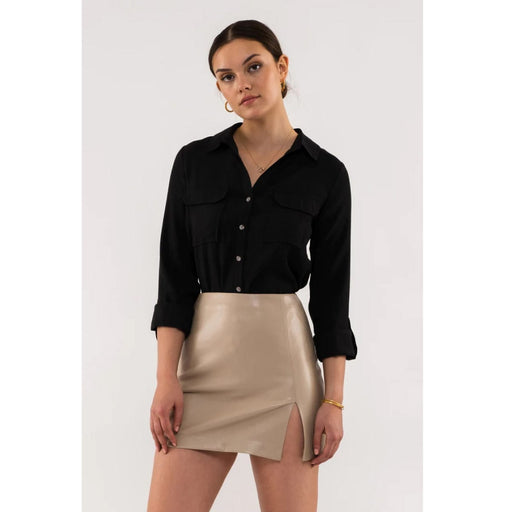 Classic Button Down Blouse black front | MILK MONEY milkmoney.co | cute tops for women. trendy tops for women. cute blouses for women. stylish tops for women. pretty womens tops. 