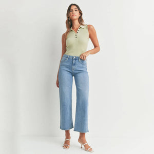 Classic Slim Wide Leg Jeans  med wash front | MILK MONEY milkmoney.co | cute clothes for women. womens online clothing. trendy online clothing stores. womens casual clothing online. trendy clothes online. trendy women's clothing online. ladies online clothing stores. trendy women's clothing stores. cute female clothes.
