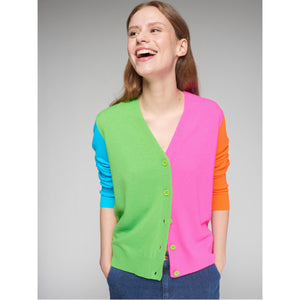 Vilagallo Color Block V-Neck Cardigan front pink | MILK MONEY milkmoney.co | cute tops for women. trendy tops for women. cute blouses for women. stylish tops for women. pretty womens tops. 
