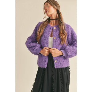 Colorful Faux Shearling Jacket purple front | MILK MONEY milkmoney.co | cute jackets for women. cute coats. cool jackets for women. stylish jackets for women. trendy jackets for women. trendy womens coats.