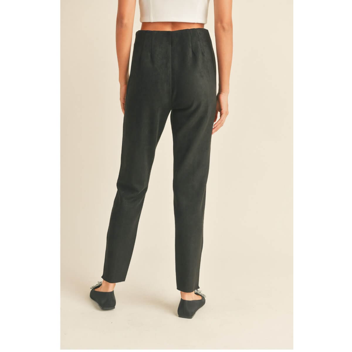 Cropped High Waisted Suede Pants black back | MILK MONEY milkmoney.co | cute pants for women. cute trendy pants.