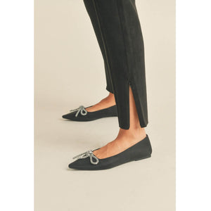 Cropped High Waisted Suede Pants black detail | MILK MONEY milkmoney.co | cute pants for women. cute trendy pants.