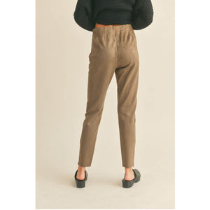 Cropped High Waisted Suede Pants olive back | MILK MONEY milkmoney.co | cute pants for women. cute trendy pants.