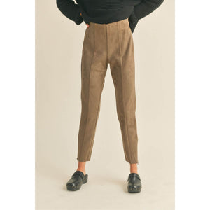 Cropped High Waisted Suede Pants black olive | MILK MONEY milkmoney.co | cute pants for women. cute trendy pants.