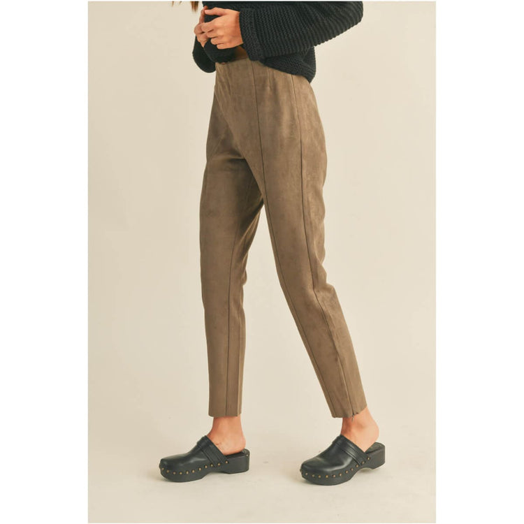Cropped High Waisted Suede Pants, Women's Pants