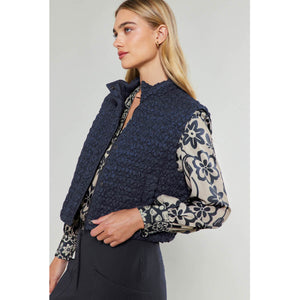 Cropped Quilting Vest navy side | MILK MONEY milkmoney.co | cute clothes for women. womens online clothing. trendy online clothing stores. womens casual clothing online. trendy clothes online. trendy women's clothing online. ladies online clothing stores. trendy women's clothing stores. cute female clothes.