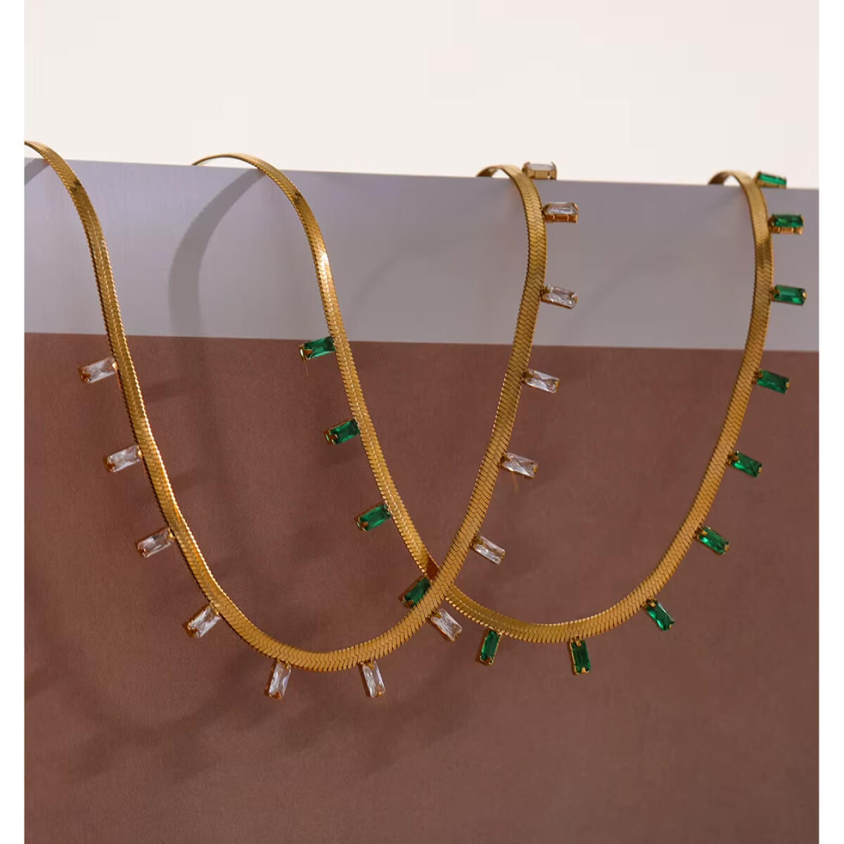 Crystal Snake Chain Collar Necklace green front | MILK MONEY milkmoney.co | cute necklaces. pretty necklaces. trendy necklaces.
cute simple necklaces. cute gold necklace. cute cheap necklaces. cute necklaces for women. trendy layered necklaces. casual necklace. cute trendy necklaces