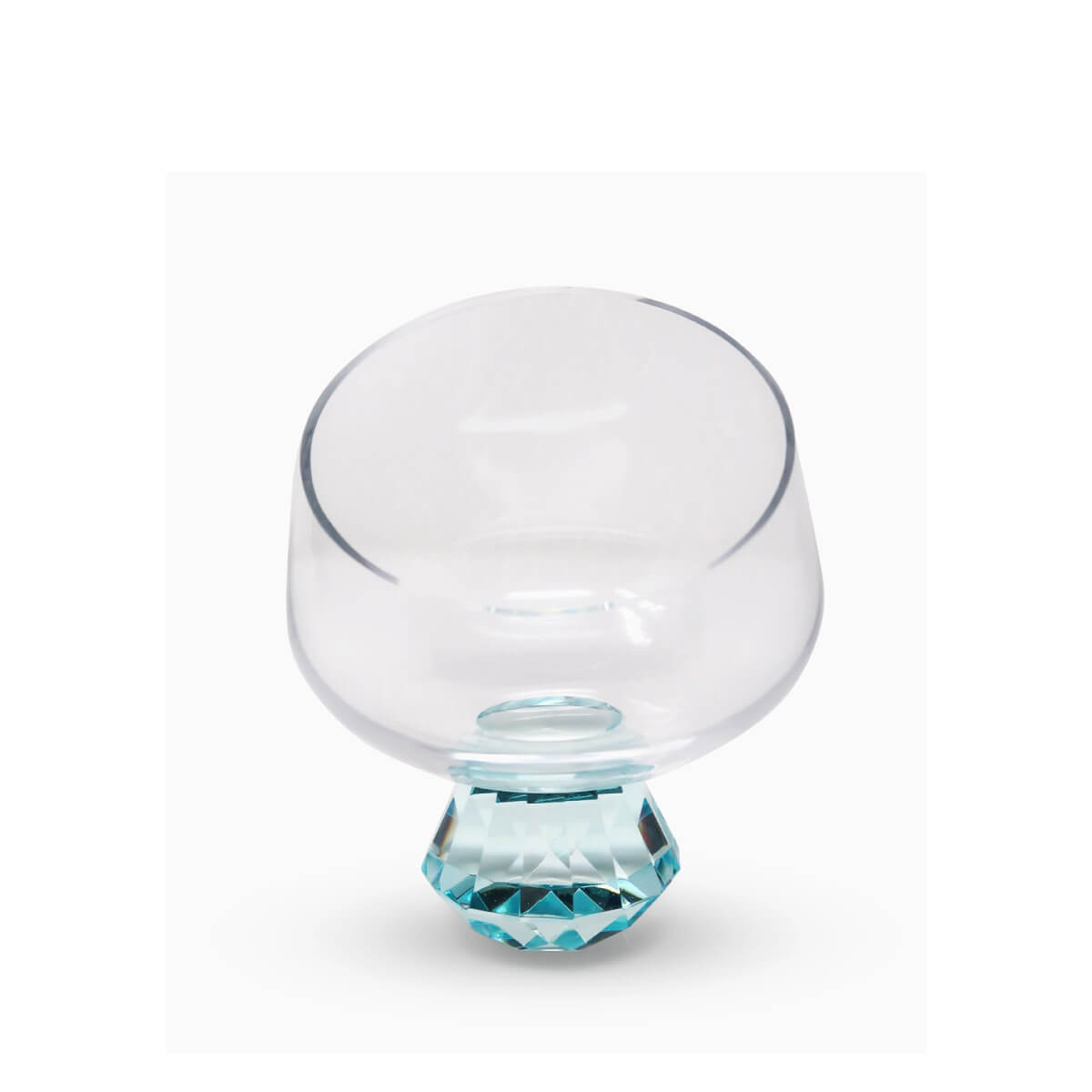 Cut Glass Angular Bowl with Colored Diamond Stem