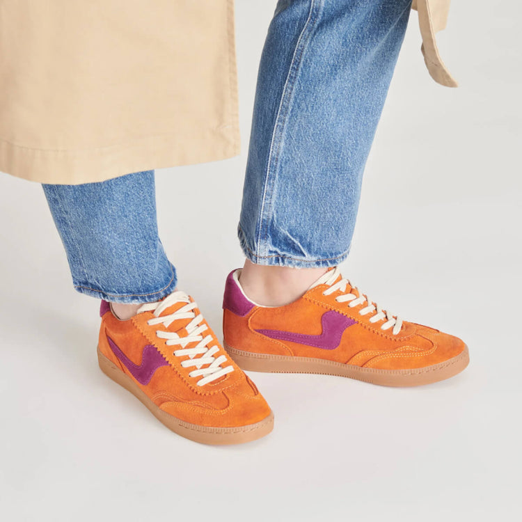 Dolce Vita Notice Sneakers orange side | MILK MONEY milkmoney.co | cute shoes for women. ladies shoes. nice shoes for women. footwear for women. ladies shoes online. ladies footwear. womens shoes and boots. pretty shoes for women. beautiful shoes for women. 
