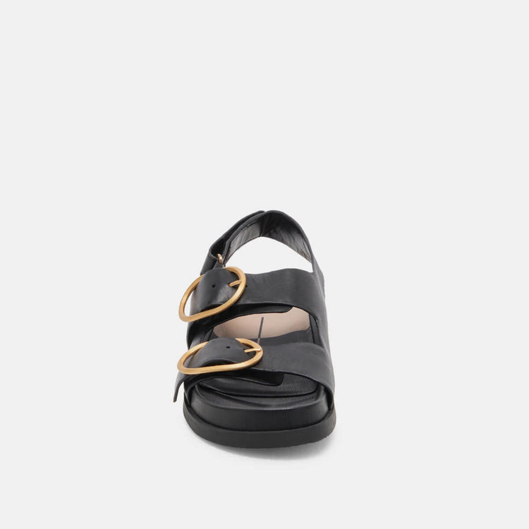 Dolce Vita Starla Sandals black front | MILK MONEY milkmoney.co | cute sandals for women. cute slides for women. trendy womens sandals. women sandals online. pretty sandals for women. cute slides womens.
