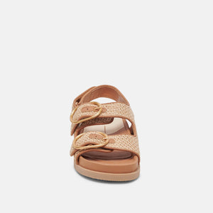 Dolce Vita Starla Sandals tan woven front | MILK MONEY milkmoney.co | cute sandals for women. cute slides for women. trendy womens sandals. women sandals online. pretty sandals for women. cute slides womens.