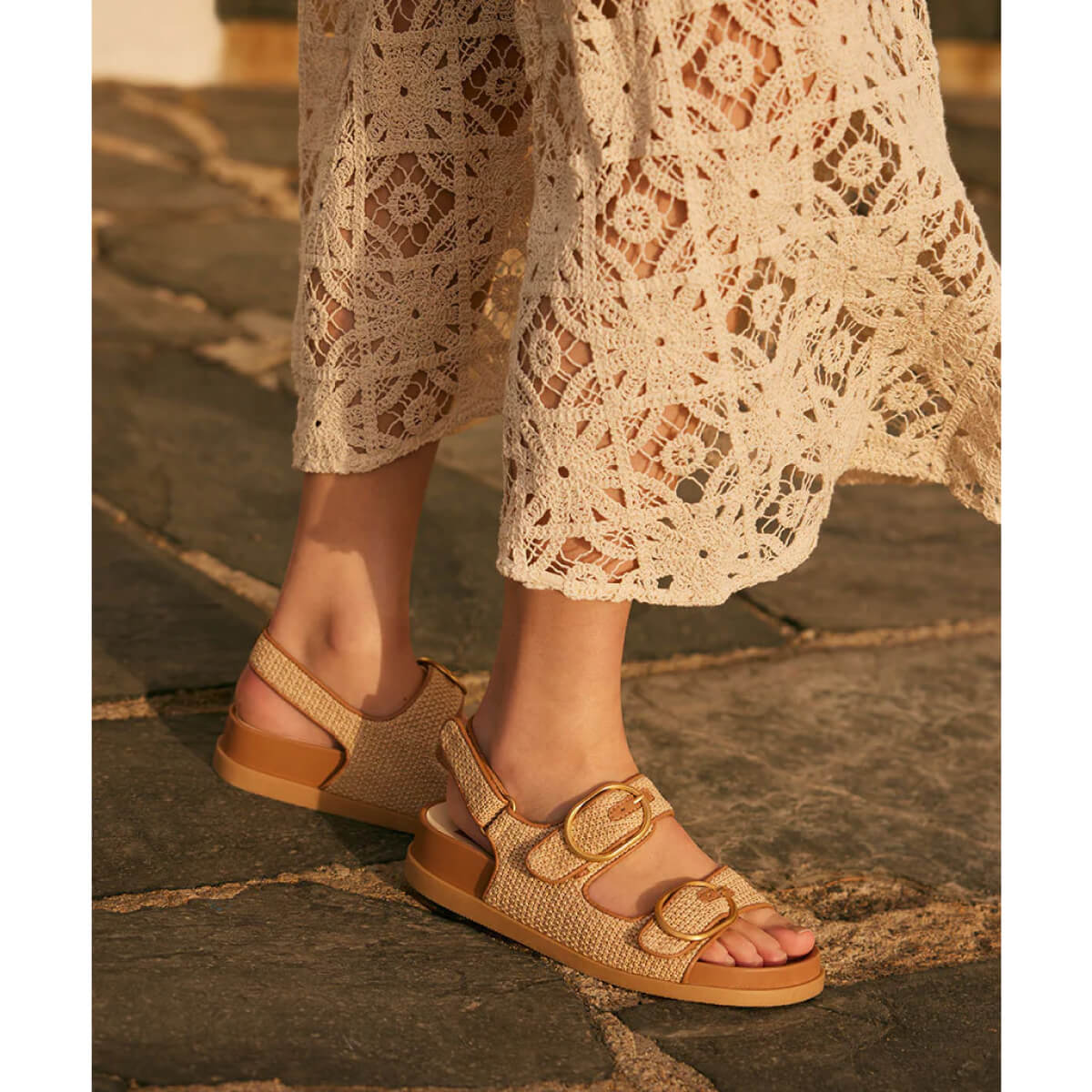 Dolce Vita Starla Sandals tan woven side | MILK MONEY milkmoney.co | cute sandals for women. cute slides for women. trendy womens sandals. women sandals online. pretty sandals for women. cute slides womens.
