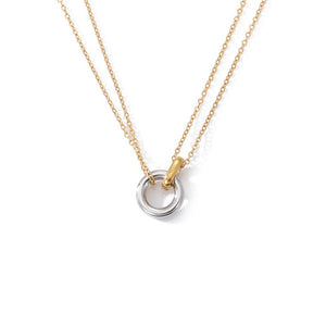 Double Circle Charm Necklace mixed front | MILK MONEY milkmoney.co | cute necklaces. pretty necklaces. trendy necklaces. cute simple necklaces. cute gold necklace. cute cheap necklaces. cute necklaces for women. trendy layered necklaces. casual necklace. cute trendy necklaces