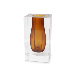 Double Wall Crystal Bud Vase amber front | MILK MONEY milkmoney.co | 	Home decor online, Modern home decor, Luxury home furnishings, Best home decor, Home accessories for sale, Living room furniture sets, Kitchen decor ideas, Wall art for home, Bathroom accessories, Vintage home decor, Minimalist home decor
