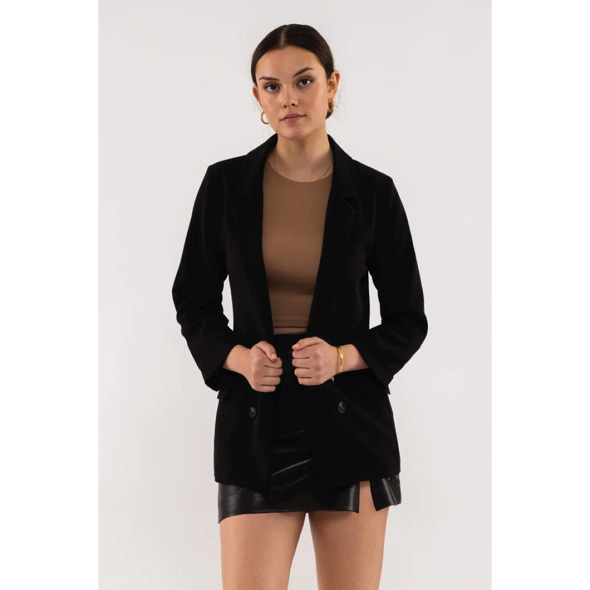 Everyday Double Breasted Blazer black front | MILK MONEY milkmoney.co | cute jackets for women. cute coats. cool jackets for women. stylish jackets for women. trendy jackets for women. trendy womens coats.