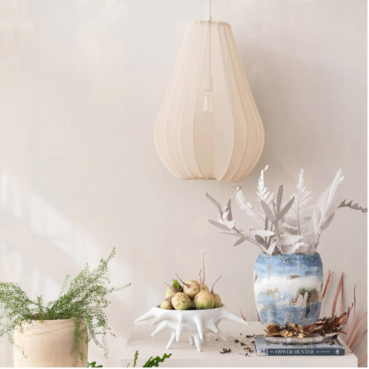 Fabric & Wire Pendant Light cream front | MILK MONEY milkmoney.co | 	Home decor online, Modern home decor, Luxury home furnishings, Best home decor, Home accessories for sale, Living room furniture sets, Kitchen decor ideas, Wall art for home, Bathroom accessories, Vintage home decor, Minimalist home decor