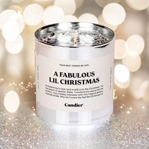 Fabulous Xmas Glitter Candle by Candier silver front | MILK MONEY milkmoney.co | soy wax candles, small candles. natural candles, organic candles, scented soy candles, concrete candle, hand poured candles, hand poured soy candles, cement candle, hand poured soy wax candles, scented hand poured candles, hand poured scented candles