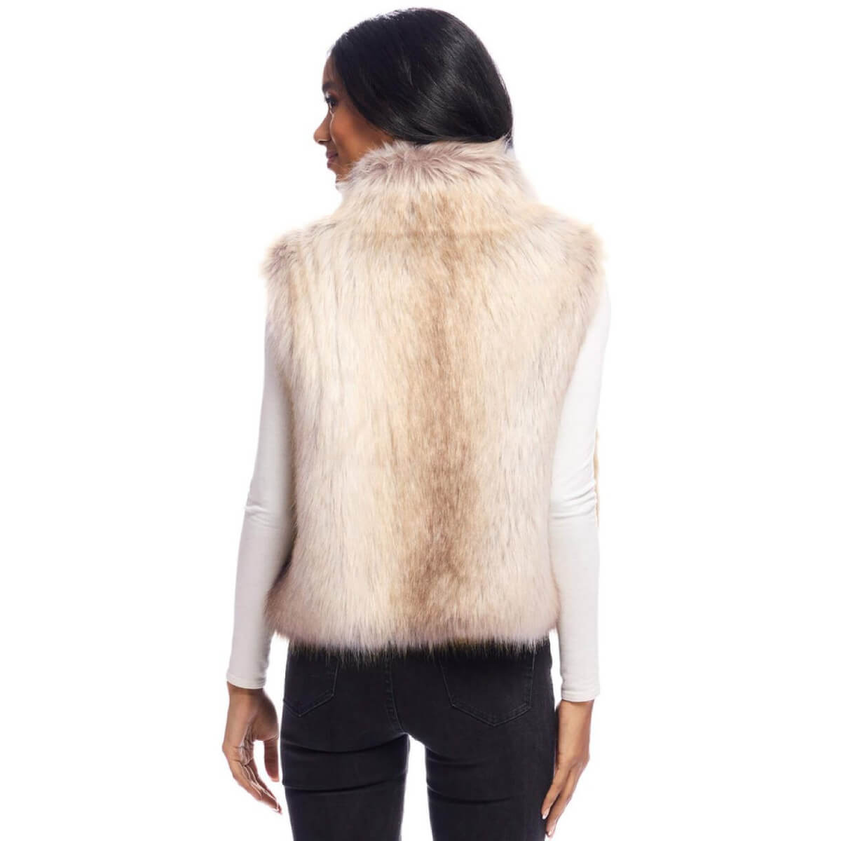 Faux Fox Fur Foxy Crop Vest back | MILK MONEY milkmoney.co | cute jackets for women. cute coats. cool jackets for women. stylish jackets for women. trendy jackets for women. trendy womens coats.
