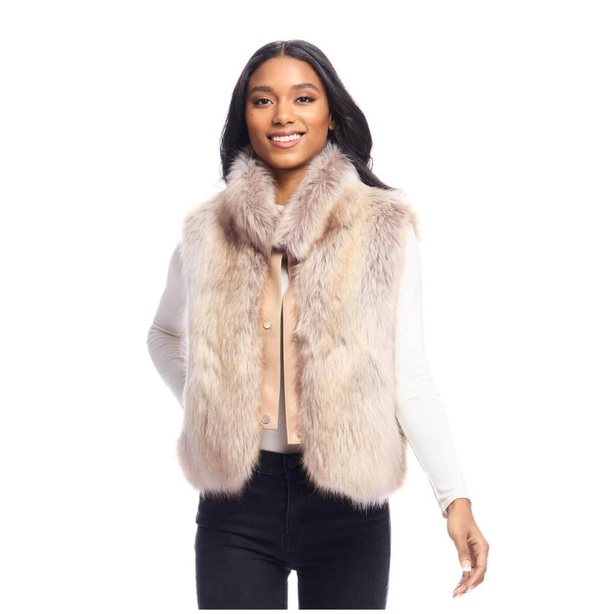 Faux Fox Fur Foxy Crop Vest front | MILK MONEY milkmoney.co | cute jackets for women. cute coats. cool jackets for women. stylish jackets for women. trendy jackets for women. trendy womens coats.
