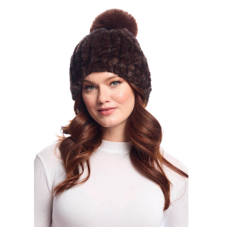 Faux Fur Poppy Pom Beanie Hat brown | MILK MONEY milkmoney.co | women's accessories. cute accessories. trendy accessories. cute accessories for girls. ladies accessories. women's fashion accessories.
