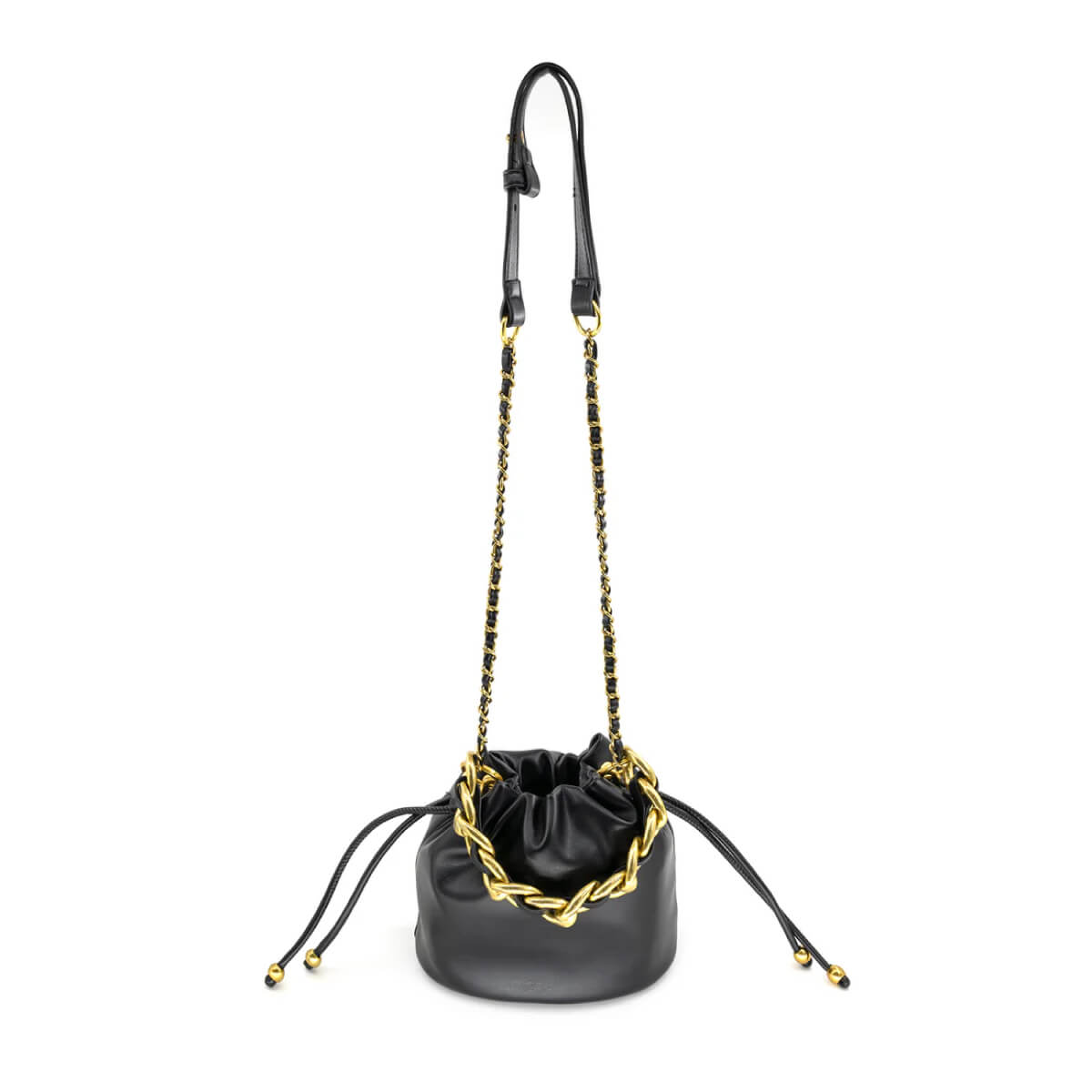 Faux Leather Mini Bucket Bag  front black | MILK MONEY milkmoney.co | women's accessories. cute accessories. trendy accessories. cute accessories for girls. ladies accessories. women's fashion accessories. 
