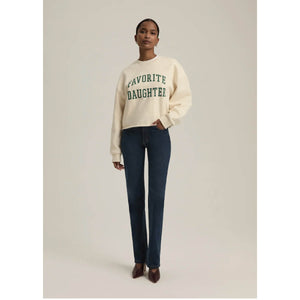 Favorite Daughter Cropped Collegiate Sweatshirt white front | MILK MONEY milkmoney.co | cute clothes for women. womens online clothing. trendy online clothing stores. womens casual clothing online. trendy clothes online. trendy women's clothing online. ladies online clothing stores. trendy women's clothing stores. cute female clothes.
