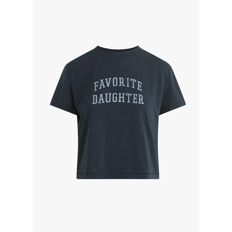 Favorite Daughter Cropped Collegiate Tee navy front | MILK MONEY milkmoney.co | cute clothes for women. womens online clothing. trendy online clothing stores. womens casual clothing online. trendy clothes online. trendy women's clothing online. ladies online clothing stores. trendy women's clothing stores. cute female clothes.
