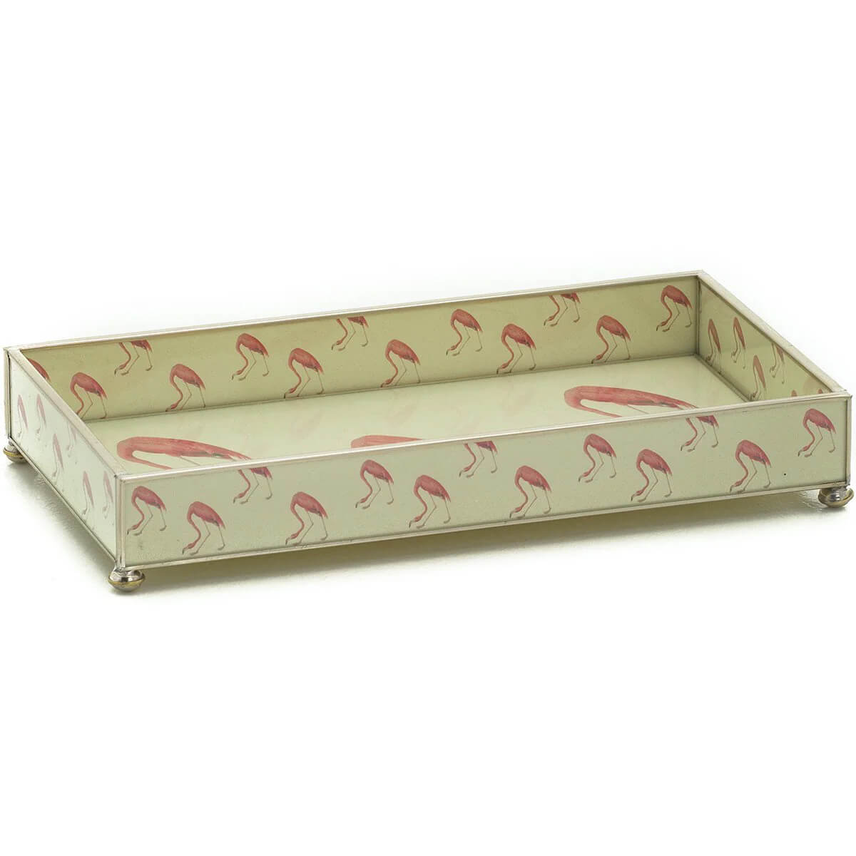 Flamingo Design Glass Decorative Tray