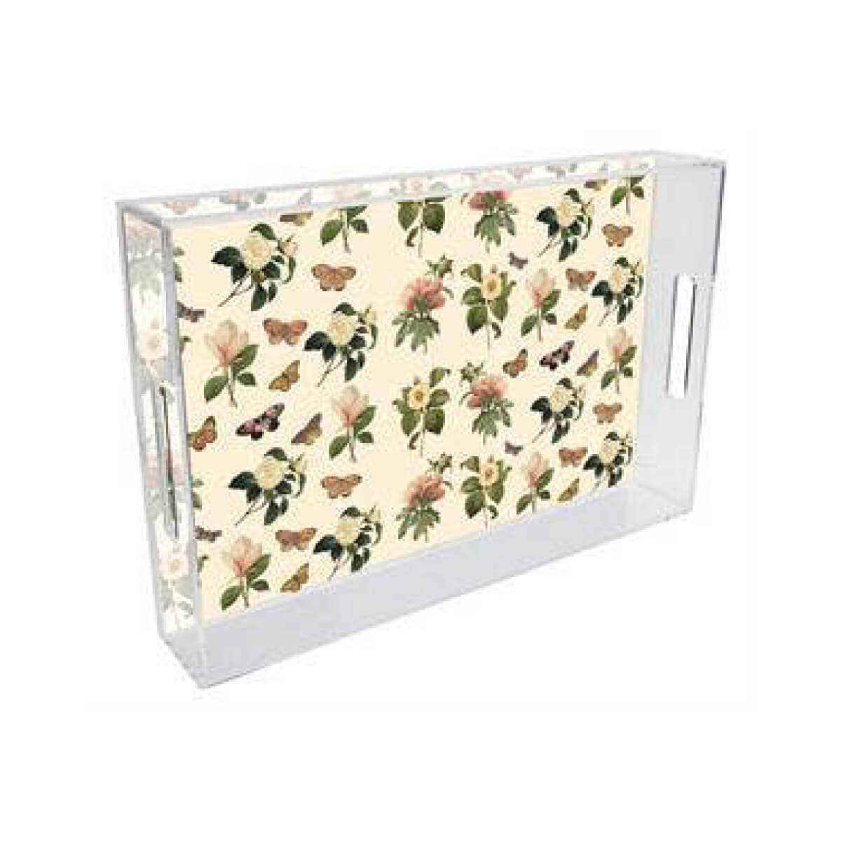 Floral on Ivory Serving Lucite Tray