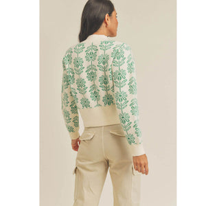 Flower Power Pullover Sweater green back | MILK MONEY milkmoney.co | cute clothes for women. womens online clothing. trendy online clothing stores. womens casual clothing online. trendy clothes online. trendy women's clothing online. ladies online clothing stores. trendy women's clothing stores. cute female clothes.