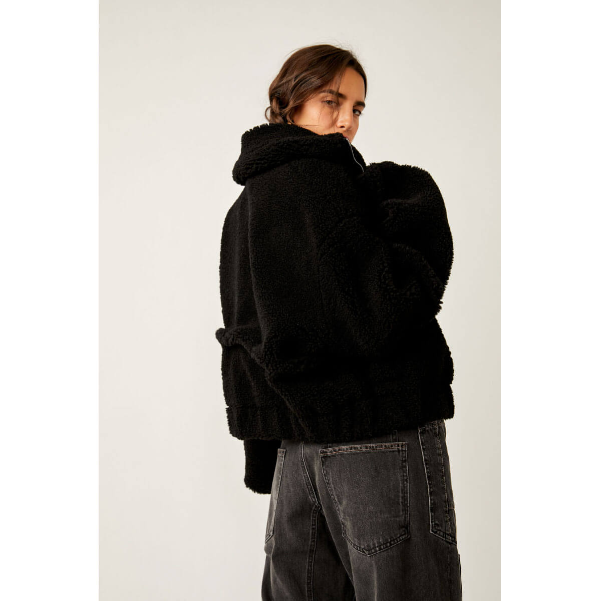 Teddy jacket black clearance womens