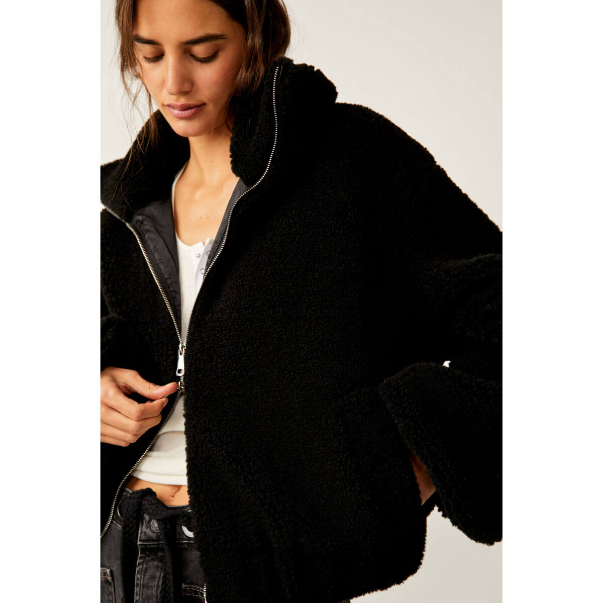 Teddy jacket with online hood womens