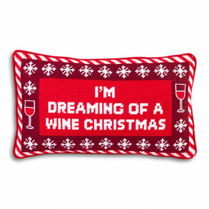 Furbish Studio Dreaming of Wine Needlepoint Pillow red front | MILK MONEY milkmoney.co | 	Home decor online, Modern home decor, Luxury home furnishings, Best home decor, Home accessories for sale, Living room furniture sets, Kitchen decor ideas, Wall art for home, Bathroom accessories, Vintage home decor, Minimalist home decor
