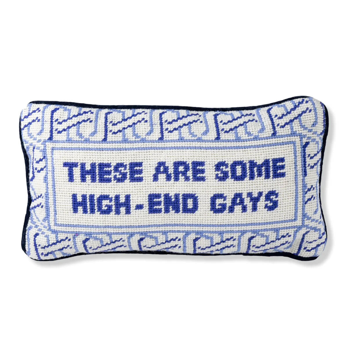 Furbish Studio High-End Gays Needlepoint Pillow front 