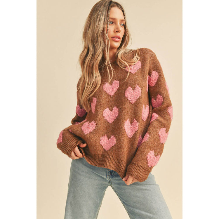 Fuzzy Heart Pullover | Women's Sweaters | MILK MONEY