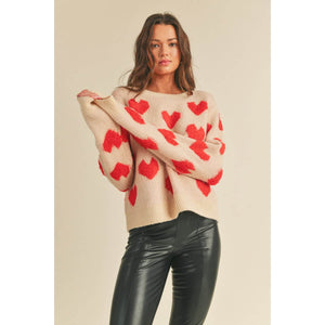 Fuzzy Heart Pullover vanilla front | MILK MONEY milkmoney.co | cute clothes for women. womens online clothing. trendy online clothing stores. womens casual clothing online. trendy clothes online. trendy women's clothing online. ladies online clothing stores. trendy women's clothing stores. cute female clothes.