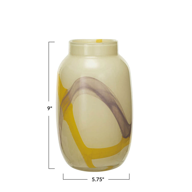 Glass Abstract Design Vase front yellow | MILK MONEY milkmoney.co | 	Home decor online, Modern home decor, Luxury home furnishings, Best home decor, Home accessories for sale, Living room furniture sets, Kitchen decor ideas, Wall art for home, Bathroom accessories, Vintage home decor, Minimalist home decor
