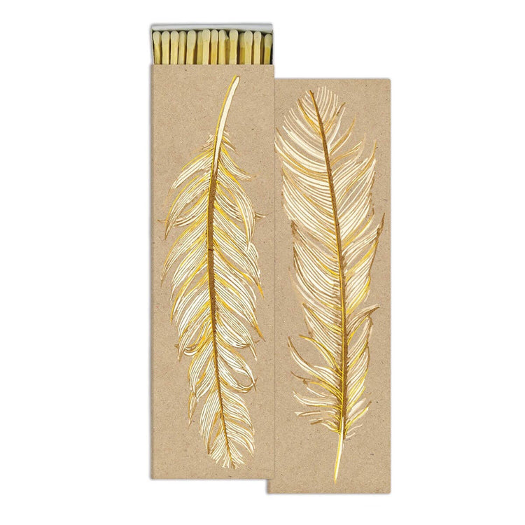 Gold Foiled Ruffled Feather Match Box white front | MILK MONEY cute gifts