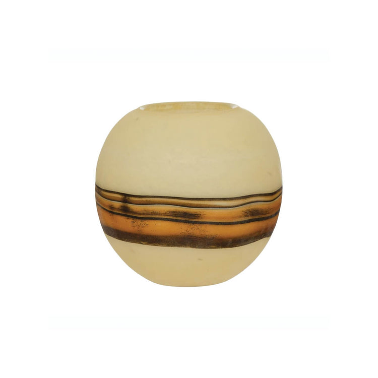 Hand-Blown Frosted Striped Art Glass Vase front | MILK MONEY milkmoney.co | 	Home decor online, Modern home decor, Luxury home furnishings, Best home decor, Home accessories for sale, Living room furniture sets, Kitchen decor ideas, Wall art for home, Bathroom accessories, Vintage home decor, Minimalist home decor
