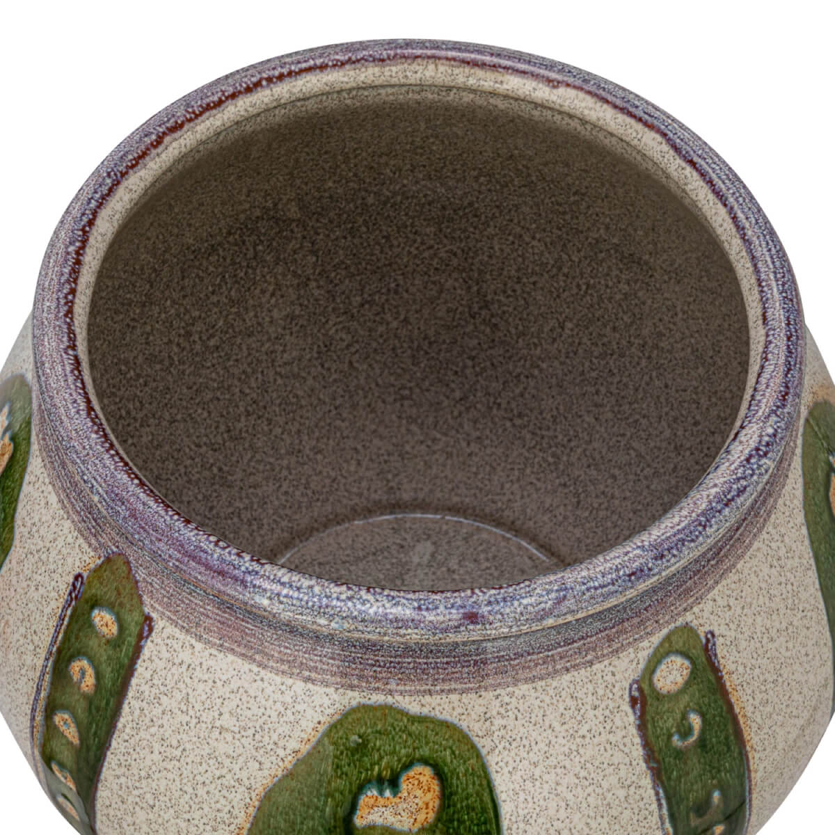 Hand-Painted Stoneware Planter green front | MILK MONEY milkmoney.co | 	Home decor online, Modern home decor, Luxury home furnishings, Best home decor, Home accessories for sale, Living room furniture sets, Kitchen decor ideas, Wall art for home, Bathroom accessories, Vintage home decor, Minimalist home decor
