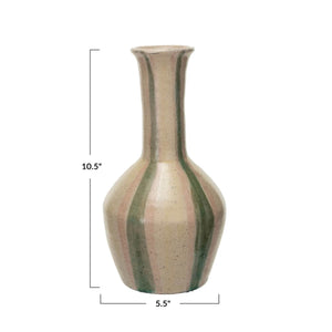 Hand-Painted Striped Terra-cotta Vase front | MILK MONEY milkmoney.co | 	Home decor online, Modern home decor, Luxury home furnishings, Best home decor, Home accessories for sale, Living room furniture sets, Kitchen decor ideas, Wall art for home, Bathroom accessories, Vintage home decor, Minimalist home decor
