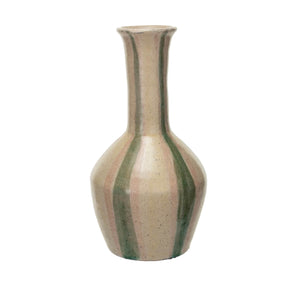 Hand-Painted Striped Terra-cotta Vase front | MILK MONEY milkmoney.co | 	Home decor online, Modern home decor, Luxury home furnishings, Best home decor, Home accessories for sale, Living room furniture sets, Kitchen decor ideas, Wall art for home, Bathroom accessories, Vintage home decor, Minimalist home decor
