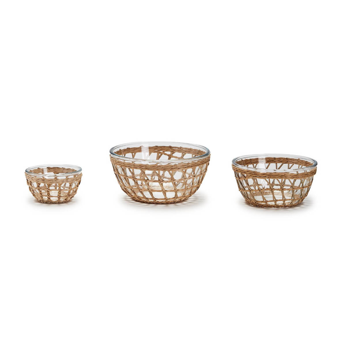 Hand-Woven Lattice Glass Bowl Set  front | MILK MONEY milkmoney.co | 	Home decor online, Modern home decor, Luxury home furnishings, Best home decor, Home accessories for sale, Living room furniture sets, Kitchen decor ideas, Wall art for home, Bathroom accessories, Vintage home decor, Minimalist home decor
