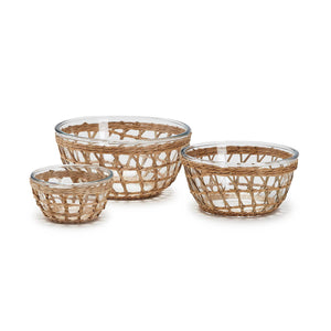 Hand-Woven Lattice Glass Bowl Set  front | MILK MONEY milkmoney.co | 	Home decor online, Modern home decor, Luxury home furnishings, Best home decor, Home accessories for sale, Living room furniture sets, Kitchen decor ideas, Wall art for home, Bathroom accessories, Vintage home decor, Minimalist home decor
