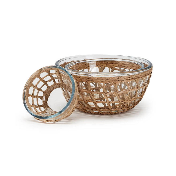 Hand-Woven Lattice Glass Bowl Set  front | MILK MONEY milkmoney.co | 	Home decor online, Modern home decor, Luxury home furnishings, Best home decor, Home accessories for sale, Living room furniture sets, Kitchen decor ideas, Wall art for home, Bathroom accessories, Vintage home decor, Minimalist home decor
