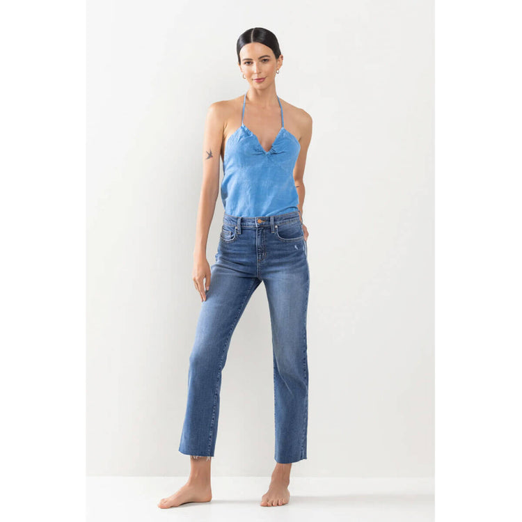 Women's Blue Straight Denim Jeans High Rise