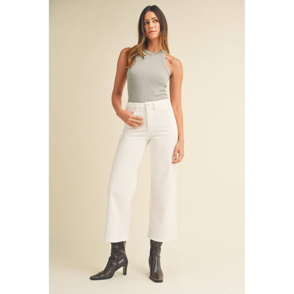 High-Rise Slim Fit Wide Leg Jeans