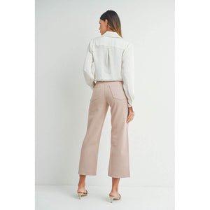 High Rise Slim Wide-Leg Jeans pink back | MILK MONEY milkmoney.co | cute clothes for women. womens online clothing. trendy online clothing stores. womens casual clothing online. trendy clothes online. trendy women's clothing online. ladies online clothing stores. trendy women's clothing stores. cute female clothes.