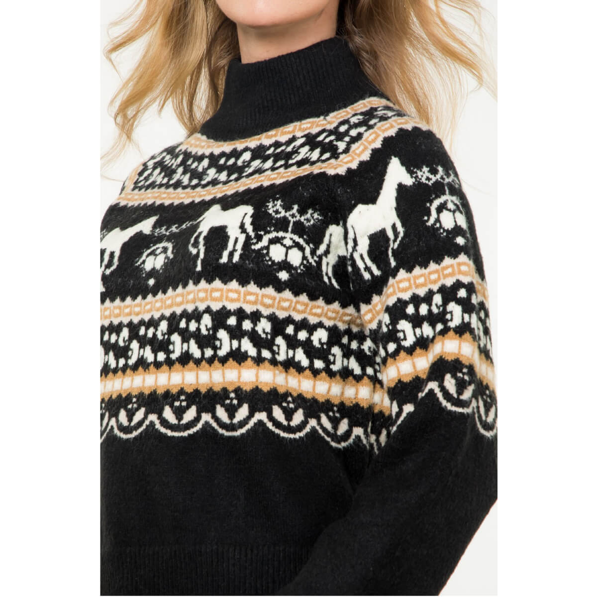 Horse Fair Isle Sweater black front | MILK MONEY milkmoney.co | cute tops for women. trendy tops for women. cute blouses for women. stylish tops for women. pretty womens tops. 
