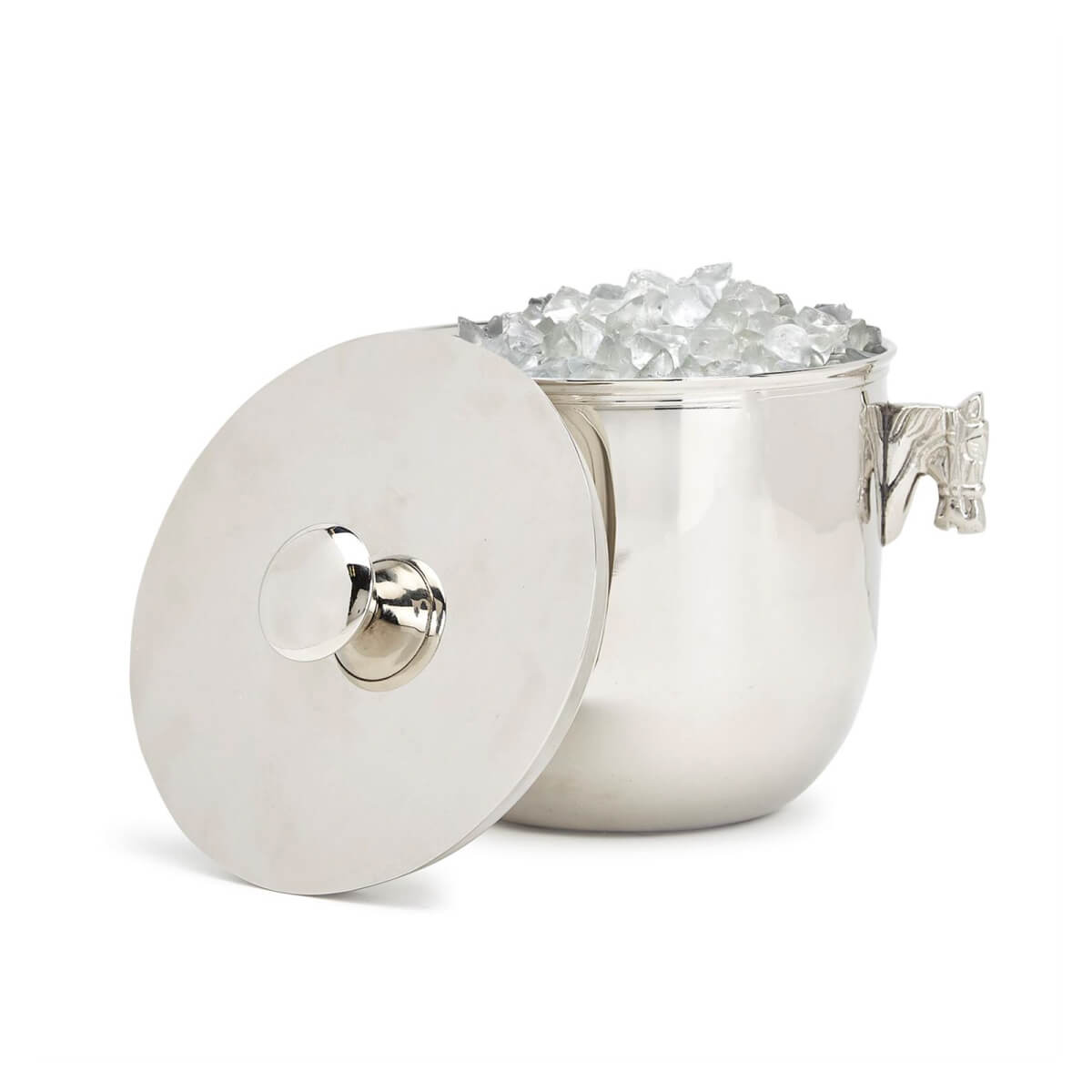 Horse Handles Silver Ice Bucket front | MILK MONEY milkmoney.co | 	Home decor online, Modern home decor, Luxury home furnishings, Best home decor, Home accessories for sale, Living room furniture sets, Kitchen decor ideas, Wall art for home, Bathroom accessories, Vintage home decor, Minimalist home decor
